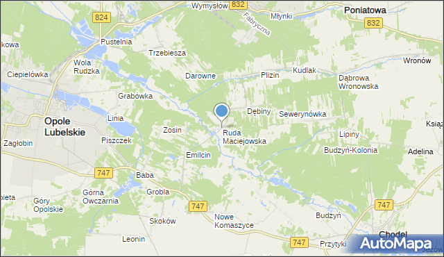 mapa Ruda Maciejowska, Ruda Maciejowska na mapie Targeo